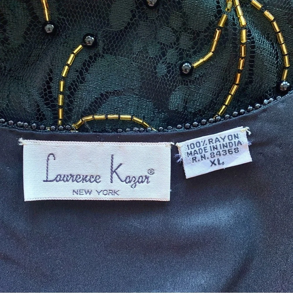 LAURENCE KAZAR XL Black Gold Beaded Jacket Blazer Evening Holiday Cocktail Top - Picture 6 of 13